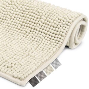 BeauMare Badematte rutschfest – Flauschig, waschbar, Badezimmerteppich Beige 50x80 cm