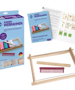 Pebaro WEB0117 Kinder-Webrahmen aus Holz zum kreativen Gestalten - Holzrahmen 17 cm - inkl. Schiffchen, Kamm, 2 Metallsp