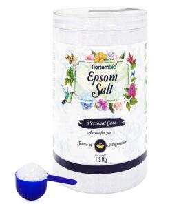 Nortembio Epsom Salz 100% Pur 1,3 kg - Konzentrierte Magnesiumquelle für empfindliche Haut + Vitamin C & E ohne Zusatzst