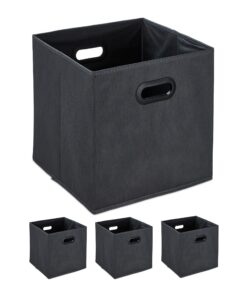 Relaxdays Aufbewahrungsbox Faltbare Regalboxen anthrazit Grifflöcher 32x33x33cm Vlies Set 4stk HBT