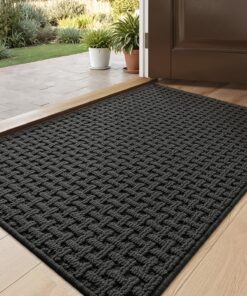 DEXI Rutschfeste Fußmatte Eingangsbereich, waschbar, 61 x 91 cm, Grau | DEXI Fußmatte Eingang, Rutschfester Untergrund,