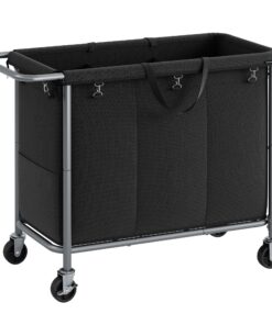 SONGMICS Wäschekorb RLS005B01 - geräumig, 200 Liter, tintenschwarz, für große Familien, ideal für das Waschhausen, mit a