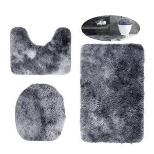 Fashionapple Badezimmerteppich Set 3 Teilig - Chenille Badematte, rutschfeste Fußmatte, Toilettenvorleger, WC-Abdeckung,