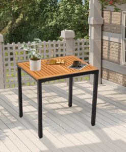 Mingone Wetterfester Gartentisch Quadratisch 80x70cm für Outdoor-Terrassen und Gärten (80kg Belastbar)