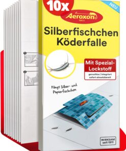 Aeroxon Silberfischfalle 10er Pack – Insektizidfreie, hochwirksame Klebefallen für Silberfische, ideal für Haushalt, lan
