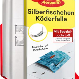 Aeroxon Silberfischfalle 10er Pack – Insektizidfreie, hochwirksame Klebefallen für Silberfische, ideal für Haushalt, lan