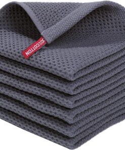 100% Baumwolle Weiche Küchentücher, 6er Set 30 x 30 cm, Dunkelgrau - Premium Saugfähigkeit für eine saubere Küche | OEK