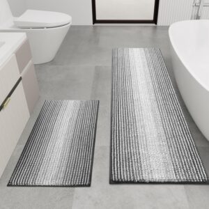 Chakme Chenille Badezimmerteppich Set, extra dick rutschfeste Badematte, waschbare saugfähige Badvorleger für den wc, Gr