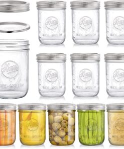 Tebery 12 Stück 16oz Mason Jäger mit Deckel - Vorratsgläser für Marmelade und Honig - Hochwertige Einmachgläser ideal al