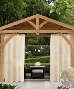 EMEMA Wasserdichte Vorhänge für die Veranda und Terrasse, elegant und durchscheinend, 137 x 213 cm, beige