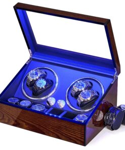 BEWISHOME Automatische Uhrenbeweger Box LED Licht 4 Uhrenbeweger Luxuriöser Watch Winder ESYQ01Y BEWISHOME Automatische