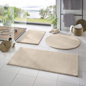 Taracarpet Badematte Fiona rutschfest waschbar für Badezimmer sehr weich und kombinierbar Uni Creme 050x080 cm