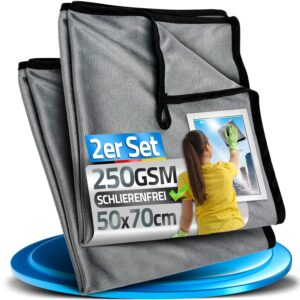 Reinigungsmikrofasertücher für Glasscheiben - 70x50cm Set für Streifenfrei-Glaskern | Glaskernmikrofasertücher 70x50cm