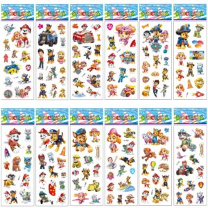 SUNYOVIME Paw Patrol 3D Sticker Kinderkleinkinder - Belohnungsaufkleber für Kindergeburtstag + Gastgeschenke 12 Blätter