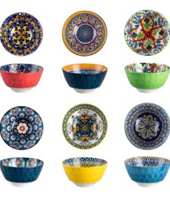 HENXFEN LEAD Porzellan Dessertschalen 360ml Bunte Bohemian Style 6er Pack