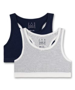Sanetta Mädchen-Bustier (Doppelpack) Off-White und Dunkelblau | Bequeme und angenehme Baumwoll-Bustiers für Mädchen | Se