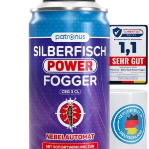 Patronus Silberfische Power Fogger - 150ml - effektiveAnti-Papier- und Silberfisch-Lösung für schnelle Wirkung, perfekt