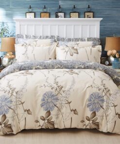 Freyamy Blumen Bettwäsche Beige Bunt Floral 100% Microfaser Weiche Mädchenbettwäsche-Sets 135x200cm 80x80cm Reißverschlu