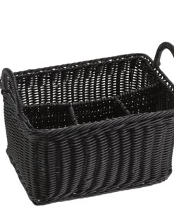 APS 40182 Bruchsicherer Besteckkorb "ECONOMIC" Schwarz - 18 x 26 cm / 15 cm Höhe mit 4 Fächern für jedermann im Haus