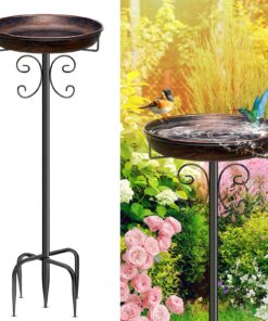 Saviluk Stehende Vogeltränke Upgraded 5-Pronged Base, Frostsicher Winterfest, 35In Metall Vögel für Garten
