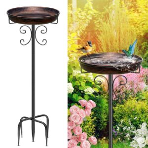 Saviluk Stehende Vogeltränke Upgraded 5-Pronged Base, Frostsicher Winterfest, 35In Metall Vögel für Garten