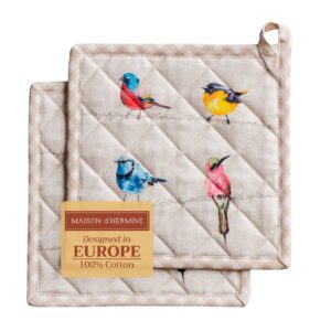 Maison d' Hermine Birdies on Wire Topflappen 100% Baumwolle, Kochen, Backen und Grillen, Frühling/Sommer, OEKO-TEX, 20 c