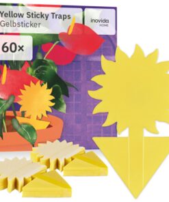 Inovida 60 Gelbsticker für Trauermücken zur Zimmerpflanzen-Bekämpfung - Insektizidfrei - Mit Gelbtafeln - Fliegenfalle -