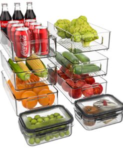 Kühlschrank Organizer Stapelbar Durchsichtig 8er Set Vorratsbehälter Küche Speisekammer
