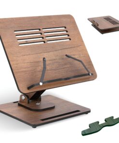 Vigo Wood Leseständer 360° verstellbar für Kochbücher und Noten | Vigo Hölzerner Laptop-Ständer mit mehreren Höhenwinke