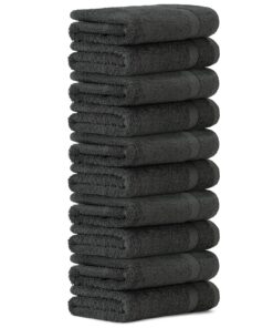 Luckytowel 10er Set Handtücher - Baumwoll-Oeko-Tex Anthrazit 50x100 cm