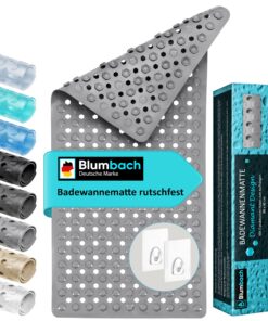 Blumbach® rutschfeste Badewannenmatte 88x40cm | Sicher für Kinder & Senioren | 200+ Saugnäpfe | Schimmelresistent, Masch