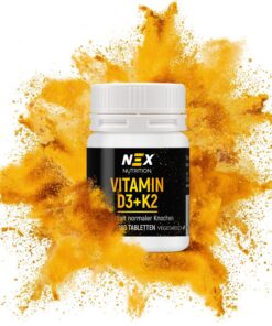 NEX Vitamin D3 & K2 Tabletten | 50 µg D3 & 100 µg K2 | für Knochen & Calciumstoffwechsel | hochergiebig & vegetarisch |
