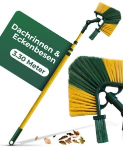 Novaliv Dachrinnen Reinigung Besen & Bürste 3,3m Teleskopstiel, Novaliv Dachrinnenbürste & Eckenbürste mit Schaber 3,3m