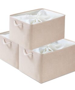 Mangata Helles Khaki Faltbare Aufbewahrungsboxen XXL 3er-Pack für Schrank und Kleiderschrank