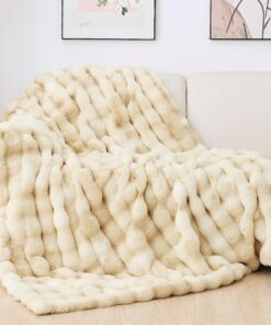 Kuscheldecke Flauschig für Wohnzimmer und Sofa Camel Plüschdecke | Plüschdecke Fleecedecke für Wohnzimmer 130x150 cm Ku