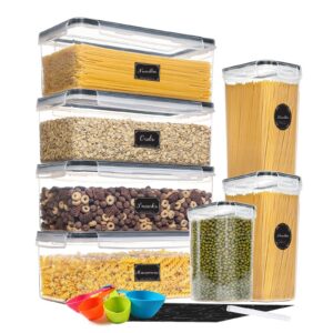 Comfivibe luftdicht luftdichte Müsli Vorratsdose 7 Stück Aufbewahrungsbox Küche mit 1 Marker 4 Messbecher 16 Etiketten F