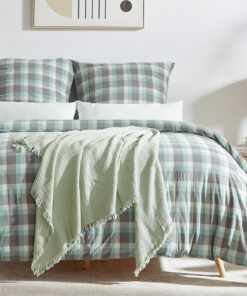 SOULFUL Bettwäsche 100% Baumwolle, 155x220, Gitterdesign für Soooofter Schlaf + 1 Bettbezug und 1 Kissenbezug | Baumwoll