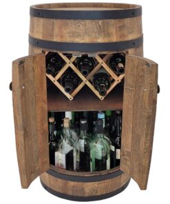 weeco Fassbar mit Tür und Weinhalter 80 cm - Rustikales Weinregal Hausbar Whiskybar