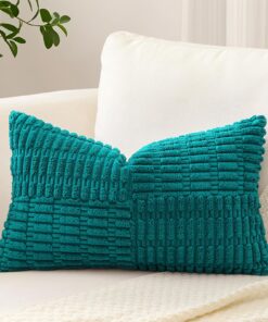 Sungeek Kreuzstreifen Cord Kissenbezug, Boho Design für Wohnzimmer (40x60cm, Teal) Sungeek Cord Kissenbezüge Mit Boho Pa