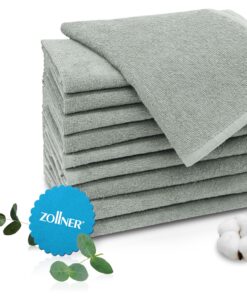 ZOLLNER Gästehandtücher 10er Set 30×50 cm – saugstark & superweich, hellgrau