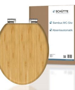 SCHÜTTE WC-Sitz BAMBOO mit Absenkautomatik fürNachhaltigeVerbraucherinnen und Verbraucher im Bad, robust mit 175kg Belas