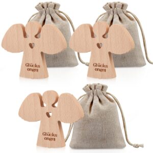 Namalu 3 Holz Schutzengel mit Herz Geschenk für Familie und Freunde zur Taufe und Kommunion