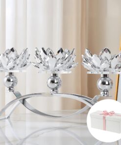 Kristall-Kerzenhalter Hecor, silberfarben, 3 Arme, ideal für Hochzeit, Esszimmer und Wohnzimmer, Designer-Tafelaufsatz (