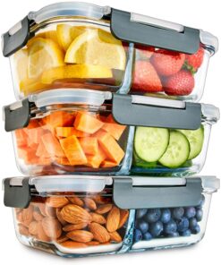 Igluu Meal Prep Glas-Frischhaltedosen – mikrowellen- und ofengeeignet – für Fitness-Lovers – 980 ml – 3er-Pack – 2 Fäche