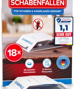 Patronus Küchen-Schabenfalle [18 Stück] giftfreie Ködertabletten, Starkes Monitoring, Einstellungsmöglichkeit für Küche