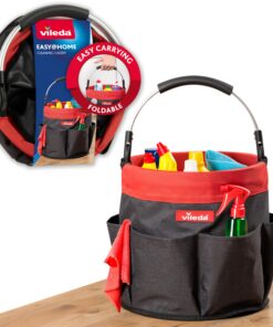 Vileda Cleaning Caddy - Faltbare Putztasche mit Griff und 6 Fächern – Reinigungsorganizer für Analogen Bürsten Tücher Re