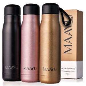 MAAYU Edelstahl Trinkflasche 500 ml - Auslaufsichere Thermosflasche für Sport und Büro (Gold) MAAYU Trinkflasche Edels