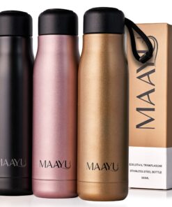 MAAYU Edelstahl Trinkflasche 500 ml - Auslaufsichere Thermosflasche für Sport und Büro (Gold) MAAYU Trinkflasche Edels