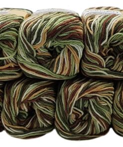YarnArt Jeans Crazy 10er-Packung mit Strickwollknäueln - 500 g Wolle, mehrfarbig, Braun, Grün, cremefarben - Idealer Gru