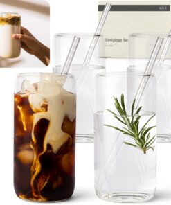 KIVY Eiskaffeedrinkgläser Set 4x 450ml Für Eiskaffee, Wasser & Cocktails